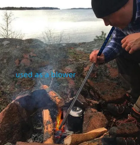 Vista 3 de RAOMEIDE Atizador de fuego de 48 pulgadas para fogata al aire libre, atizador de fogata extra largo con soplador, herramientas de chimenea