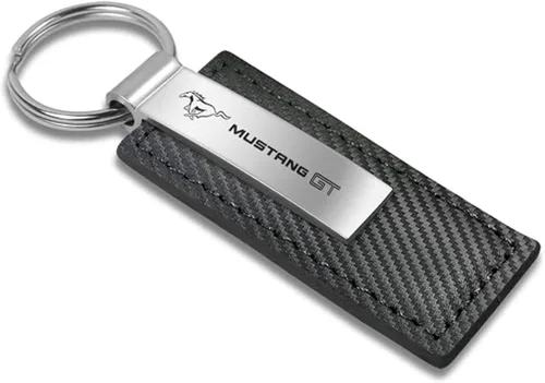 Vista 2 de AU-TOMOTIVE GOLD Llavero de cuero rectangular de fibra de carbono para Ford Mustang (negro), Negro -, Moderno