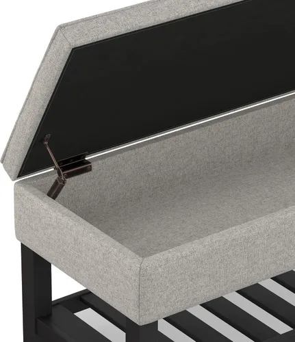 Vista 8 de SIMPLIHOME Cosmopolitan - Otomana rectangular con aspecto de lino de 44 Cloud gris
