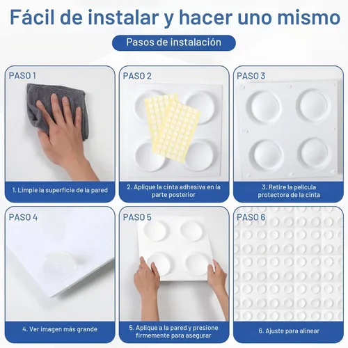 Vista 6 de Paquete de 12 paneles de pared 3D para decoración de pared interior, paneles de pared decorativos para oficina, sala de estar, dormitorio Blanco-12