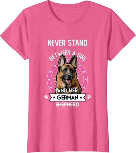 Vista 25 de Never Stand Between A Girl and Her German Shepherd T-Shirt Asphalt Grey