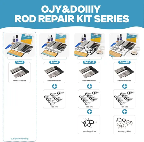 Vista 4 de Kit de reparación de caña de pescar completo, enfoque fácil y rápido para reparar caña de pescar rota con pegamento epoxi