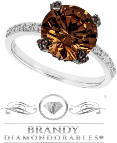 Vista 2 de BRANDY DIAMONDORABLES Anillo solitario de plata de oro blanco de 14k marrón chocolate 5.50 Ctw.