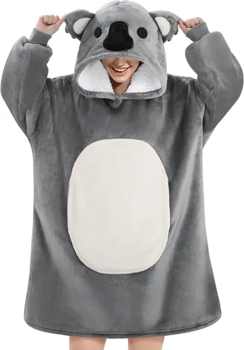 Vista 10 de Wearable Blanket Hoodie, Oversized Flannel Comfy Sweatshirt for Adults,Warm Cozy Hooded Body Blanket