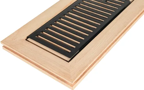 Vista 4 de Paquete de 2 registros de piso de madera dura de roble rojo, ventilación de montaje empotrado, 4 x 10 pulgadas, con amortiguador, sin terminar