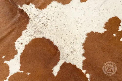 Vista 4 de Sunshine Cowhides Alfombra de piel de vaca 100% auténtica, color marrón y blanco, alfombra de estilo moderno de piel de animal y alfombra para sala