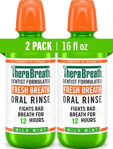 Vista 3 de TheraBreath Enjuague oral formulado por dentistas Fresh Breath, menta helada, 3 onzas (paquete de 6)