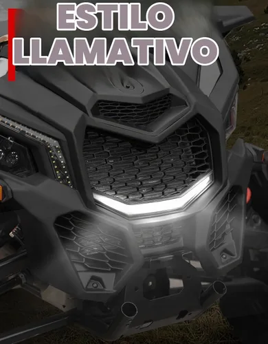 Vista 6 de A & UTV PRO X3 Parachoques delantero de malla, rejilla de malla frontal con barra de luces LED, protector de radiador para Can-Am Maverick X3 Max X