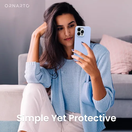 Vista 6 de ORNARTO Funda compatible con iPhone 14 Pro Max de 6.7 pulgadas, silicona líquida delgada de 3 capas con cobertura completa, funda protectora