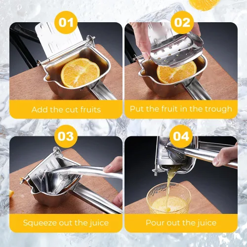 Vista 3 de Extractor de jugo de fruta fresca, exprimidor manual 2026 con agarre ergonómico, exprimidor de limón resistente de aleación de aluminio para limón