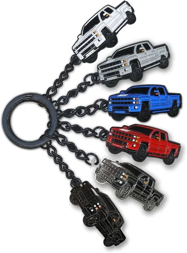 Vista 4 de Llavero para Chevy Silverado, para Chevy Silverado Accesorios Camión de juguete 2015-2022, llavero de metal Negro puro