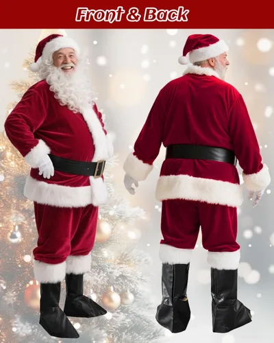 Vista 5 de UDYR Disfraz de Papá Noel para Hombres - Disfraz de Papá Noel para Adultos - Traje Profesional de Papá Noel Deluxe para Fiesta de Navidad
