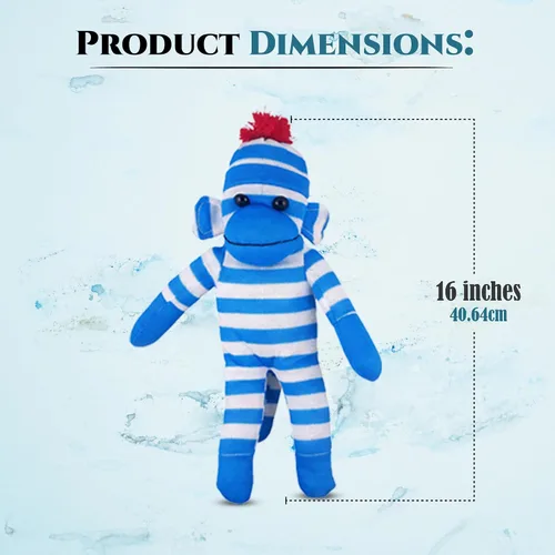 Vista 2 de Plushland Adorable Mono de Calcetines, El Original y Tradicional Juguete de Animal de Peluche Tejido a Mano, Regalo para Niños, Bebés, Adolescentes