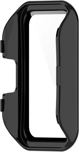 Vista 3 de MOTONG Funda protectora para reloj de cobertura completa para PC, protector de pantalla de vidrio templado compatible con Huawei Band 8 (PC negro)