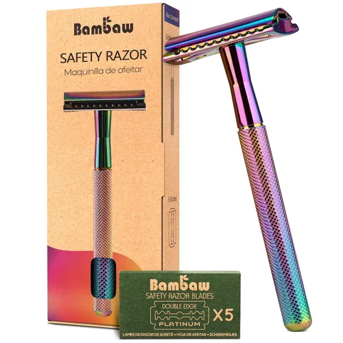 Vista 13 de Bambaw Maquinilla de afeitar de seguridad para hombres con 5 cuchillas, maquinilla de afeitar de seguridad de doble filo para hombres, maquinilla