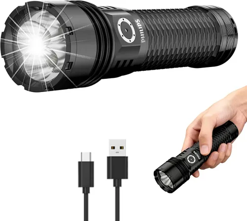 Vista 10 de Linternas Philips recargables de alto lúmenes con lente de encendido, linternas tácticas de 2500 lm con lámpara de camping, linterna LED de 2