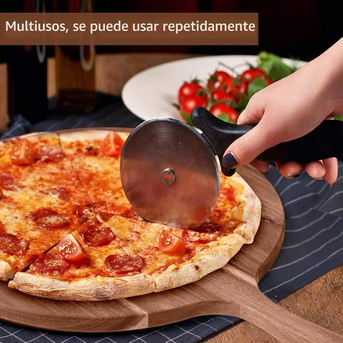 Vista 4 de 2 tablas redondas de madera de acacia para cortar pizza charcutería de 16 x