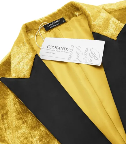 Vista 4 de COOFANDY Chaqueta de traje de terciopelo brillante para hombre, chaqueta de esmoquin de lentejuelas para baile de graduación, cena, fiesta, boda