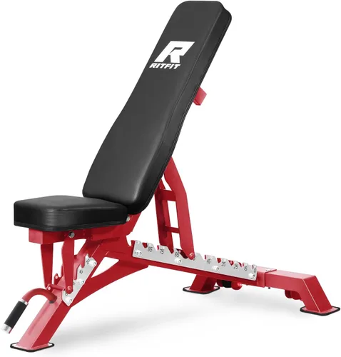 Vista 11 de RitFit Banco de pesas ajustable y plegable para gimnasio en casa, levantamiento de pesas y entrenamiento de fuerza, póster de entrenamiento