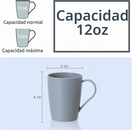 Vista 2 de Juego de tazas de café de plástico de 12 onzas, 3 colores básicos
