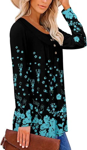Vista 3 de Mystry Zone Womens Top Casual Blouse Button Up Ruffle Tunic Shirts Fit Flare S-3XL