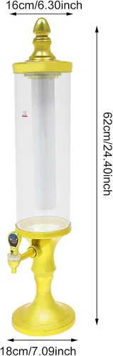 Vista 2 de Dispensador de torre de cerveza de 3 litros con tubo de hielo y dispensador de cerveza de mesa ligera, 3.2 cuartos de galón /102 onzas, dispensador