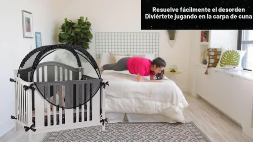 Vista 7 de Tienda de cuna de seguridad para mantener al bebé en Pop Up Mosquitero Netting Canopy Mesh Cover para niños pequeños - Negro