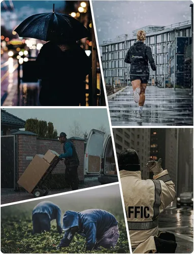 Vista 7 de iCreek Impermeable impermeable para hombre chaqueta de lluvia ligera reflectante reutilizable con capucha