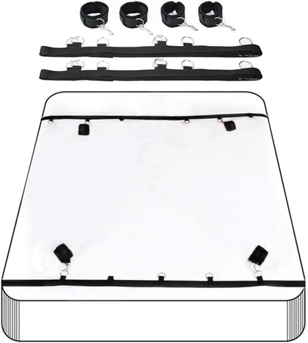 Vista 2 de BDSM - Kit de restricciones para cama sexual, juguetes de cuerda mullida, esponjoso, juego de esposas para adultos, adultos, dormitorio, kit