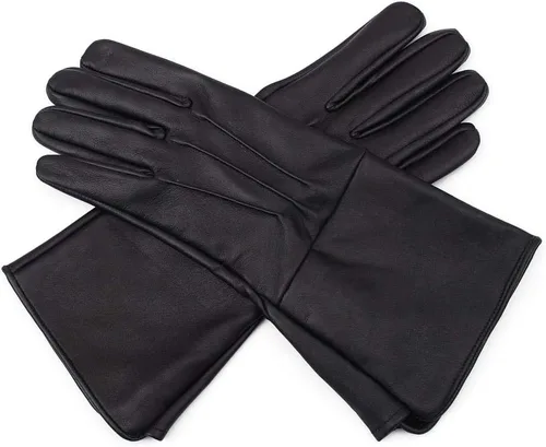 Vista 3 de Guantelete medieval renacentista para hombre sin forro de cuero genuino guantes de artilleríacaballeríainfantero largo brazo