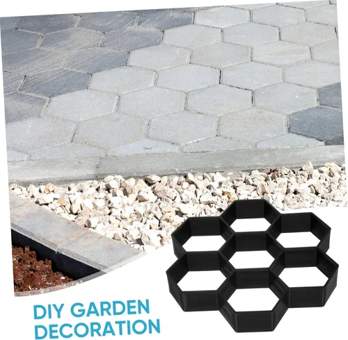 Vista 4 de Cabilock Molde de piedra para pavimentar, molde de plástico con forma geométrica hexagonal para suelo de cemento, molde reutilizable para escalones