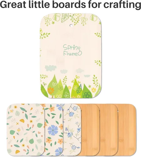 Vista 10 de Juego de tablas de cortar de bambú para cocina,Tablas de cortar pequeñas con soporte,Tablas de servir para sándwich queso comida desayuno
