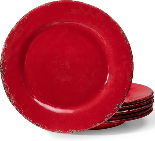 Vista 13 de Plato de Postre de Melamina, Platos Pequeños para Cena de 6 Pulgadas, Juego de 8, Platos Vintage para Aperitivos Platos para Servir, Platos Pequeños