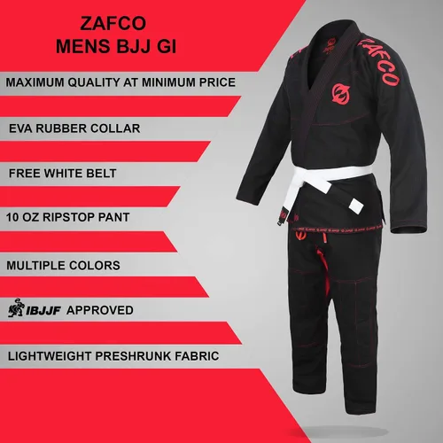 Vista 4 de Jiu Jitsu Gi brasileño BJJ Gi para hombres y mujeres Grappling gi Uniforme Kimonos ligero, preencogido, con cinturón blanco
