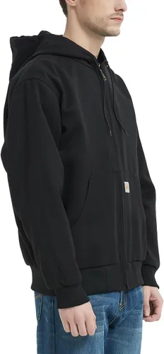 Vista 3 de MOERDENG Chaqueta de trabajo activa para hombre, ajuste holgado, con capucha, abrigos ligeros