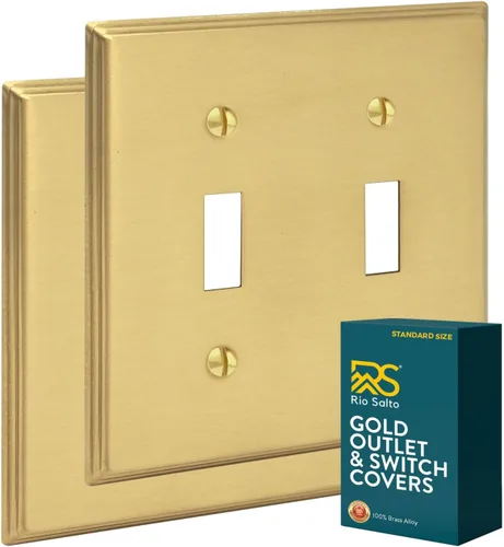 Vista 25 de Rio Salto BRASS Deco Collection - Placa de pared ciega de metal dorado de tamaño estándar, cubierta de salida resistente a la corrosión