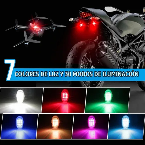 Vista 3 de 4 Piezas Luces Estroboscópicas Inalámbricas con Control Remoto - MIRUNNY 7 Colores Alta Luminosidad Anti Colisión Luces Intermitentes Recargables