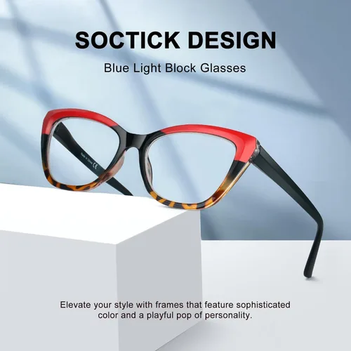 Vista 3 de 3 Pack Oversized Reading Glasses for Women with Spring Hinge Blue Light Blocking Readers, Comfortable to Wear, Stylish Butterfly ＆ Square Frame