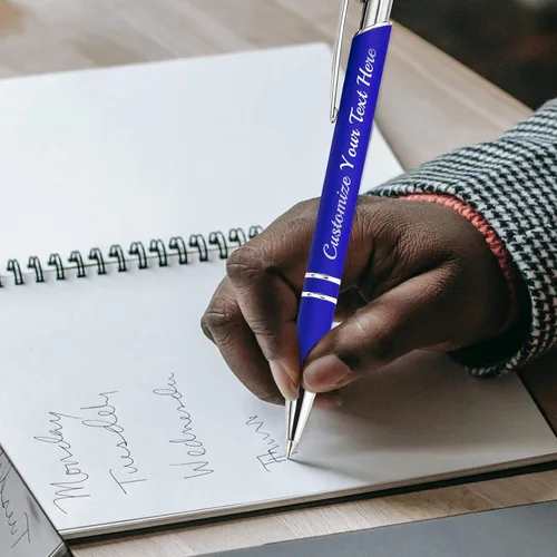 Vista 4 de Bolígrafos personalizados a granel con punta de lápiz capacitivo, mensaje de nombre de bolígrafo grabado personalizado, ideas de regalo para hombres