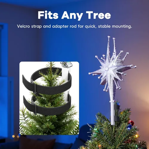 Vista 6 de Proyector de Adorno para Árbol de Navidad 2025 Actualizado con Luz LED Rotativa Brillante y Cobertura Amplia, Ajuste Universal para Árboles