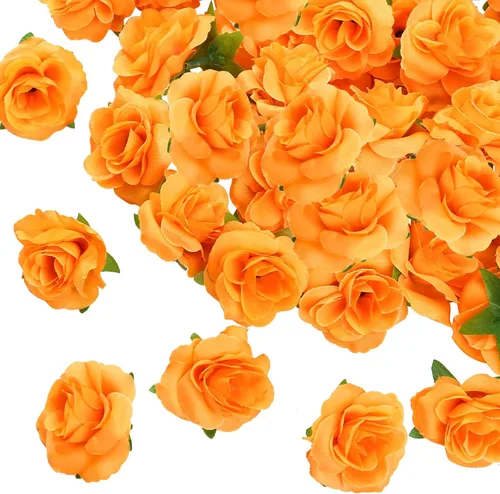 Vista 9 de Kesote 50 rosas artificiales, rosas artificiales de seda pequeñas de 1.6 Negro