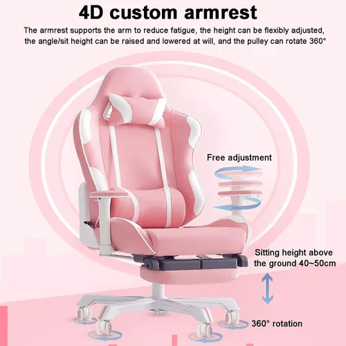 Vista 5 de Silla de oficina para videojuegos, silla de computadora, respaldo alto, ajustable, silla giratoria para deportes electrónicos, silla reclinable