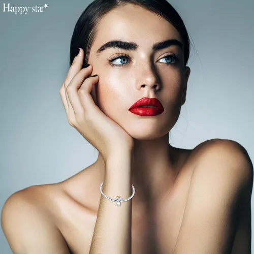 Vista 3 de HappyStar Dijes completos del alfabeto de la A Z de plata de ley 925 para pulseras y collares, regalo de joyería para mujeres y niñas