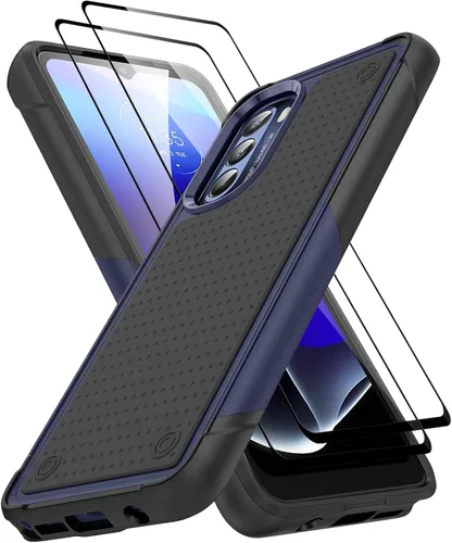 Vista 25 de Jeylly para Moto G Stylus 5G 2021 Funda con [2 Pack] Protector de Pantalla de Vidrio Templado, Protección Grado Militar Anti-Arañazos, Funda A