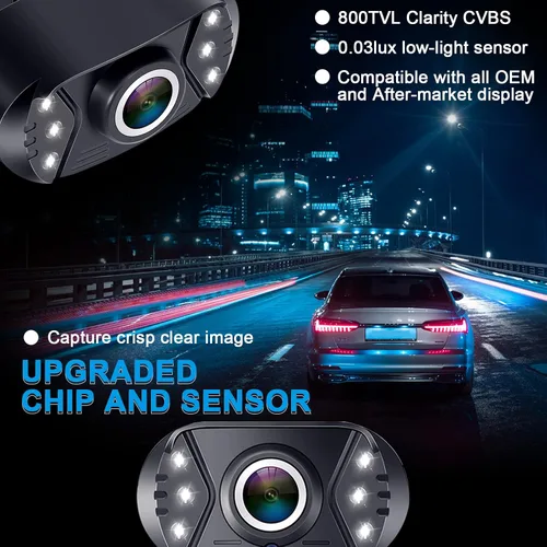 Vista 2 de Cámara de respaldo HD 1080P para automóviles, visión nocturna, gran angular de 170°, impermeable, fácil instalación, imagen clara para camiones