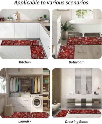 Vista 6 de Tapete de baño de Feliz Navidad, antideslizante, de secado rápido y absorbente, tierra de diatomeas, fregadero, dormitorio, cocina, lavable, tapete