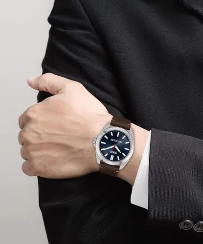 Vista 4 de HUGO Reloj de cuarzo para hombre de acero inoxidable con correa de piel, marrón, 22 (modelo 1530226), Marrón, Reloj de cuarzo