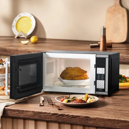 Vista 8 de SMETA Hornos microondas de encimera de 0.7 pies cúbicos, horno microondas compacto de 700 vatios, 10 niveles de potencia con botón giratorio