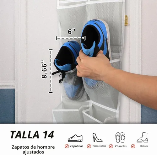 Vista 4 de GOMAJI Organizador de zapatos para colgar sobre la puerta con 12 bolsillos (2 unidades)