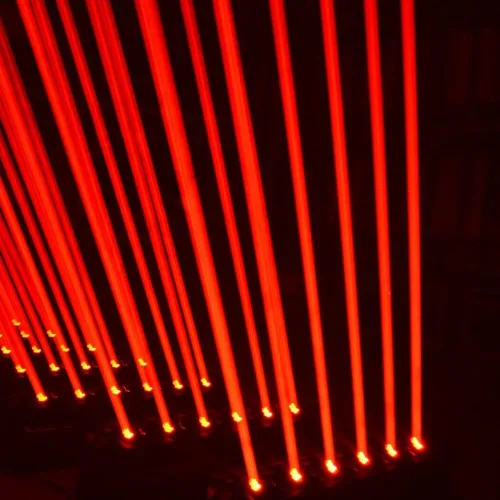 Vista 4 de Luz de escenario de cabeza móvil, 6 luces de barra de escenario de cabeza roja, haz de DJ para fiesta, discoteca, luz estroboscópica, DMX 4, modo